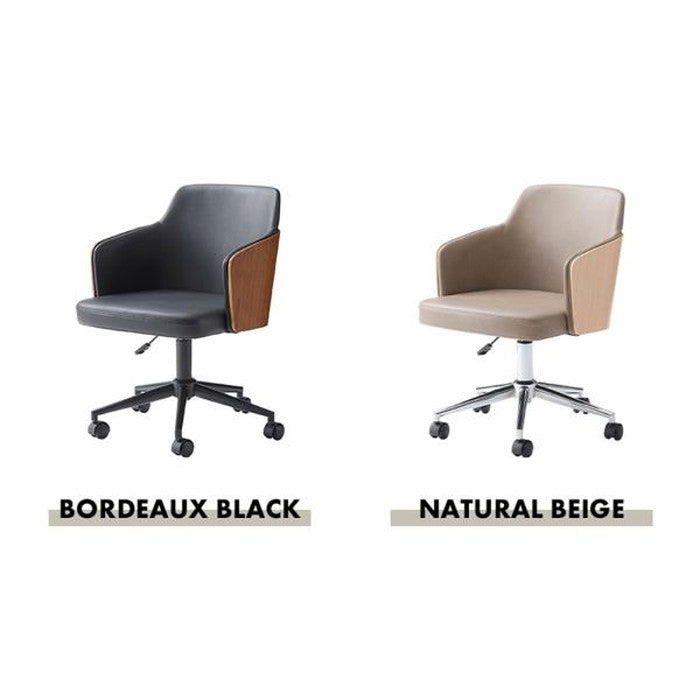 デスクチェア ブラック ベージュ W53.5xD59.5xH76.5-85.5xSH46-55  azu-pc-180の画像