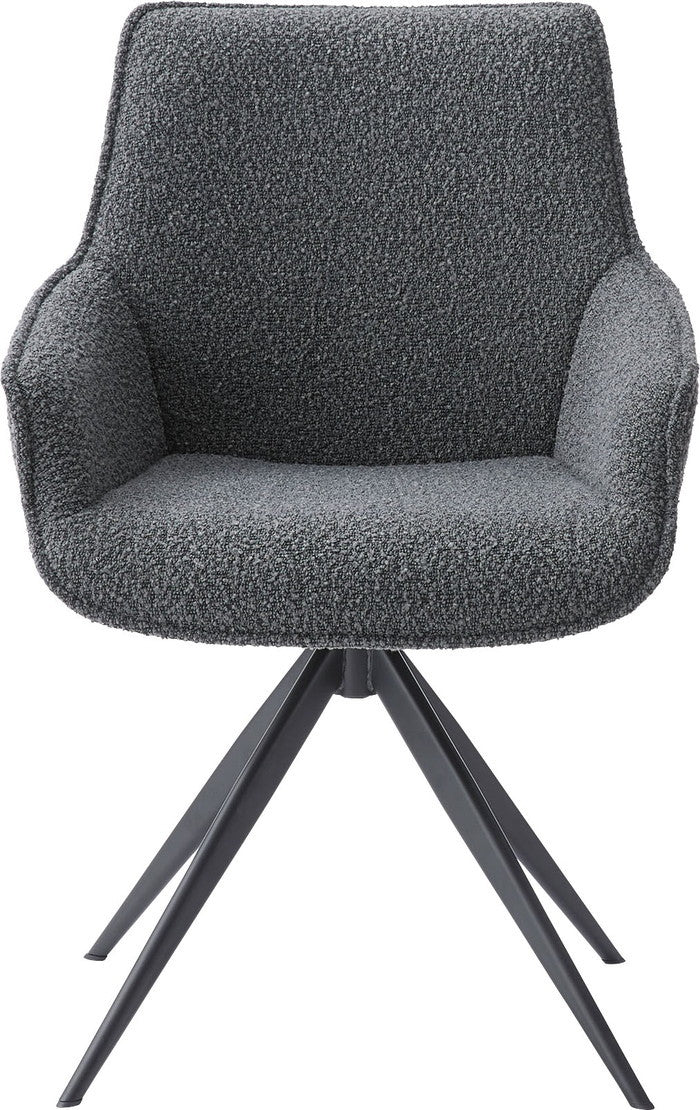 回転アームチェア ダークグレー ホワイト W56.5×D64×H85.5×SH48  azu-pc-182の画像