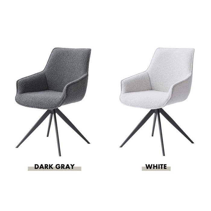 回転アームチェア ダークグレー ホワイト W56.5×D64×H85.5×SH48  azu-pc-182の画像