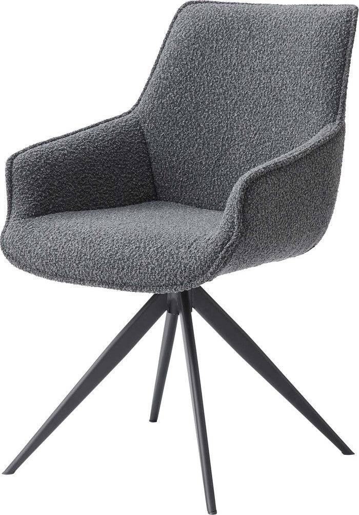 回転アームチェア ダークグレー ホワイト W56.5×D64×H85.5×SH48  azu-pc-182の画像