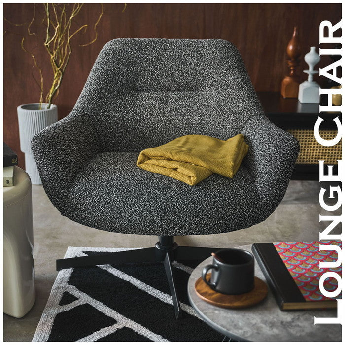 ラウンジチェア ダークブラウン ダークグレー W80×D75×H73.5×SH42  azu-pc-185の画像