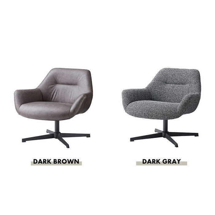 ラウンジチェア ダークブラウン ダークグレー W80×D75×H73.5×SH42  azu-pc-185の画像