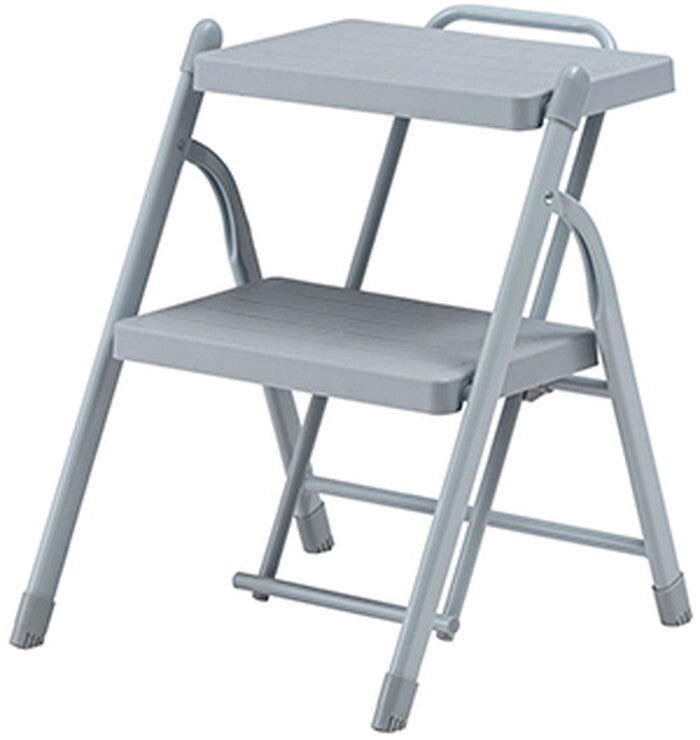 ステップ台２段 オフホワイト ペールブルー ペールブラウン ペールグレー W41×D45.5×H50.5 ステップ台 踏み台 脚立 折りたたみ 踏み台 2段 ディスプレイ ディスプレイ台 折り畳み 持ち手付 軽量 軽い 収納 省スペース収納 省スペース スチール スリム コンパクト 玄関 リビング ダイニング 洗面所 シンプル おしゃれ ニュアンスカラー オフホワイト azu-pc-222の画像