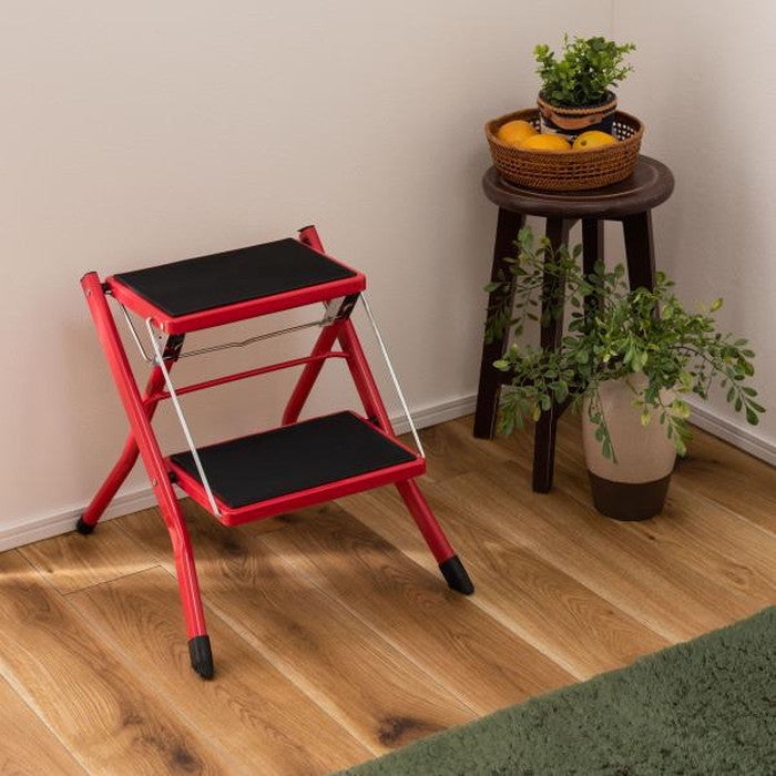 アシスタ 踏み台 ステップ台 ブラウン レッド ホワイト W42×D48×H43 折りたたみ時:W42×D5×H56  azu-PC-334の画像
