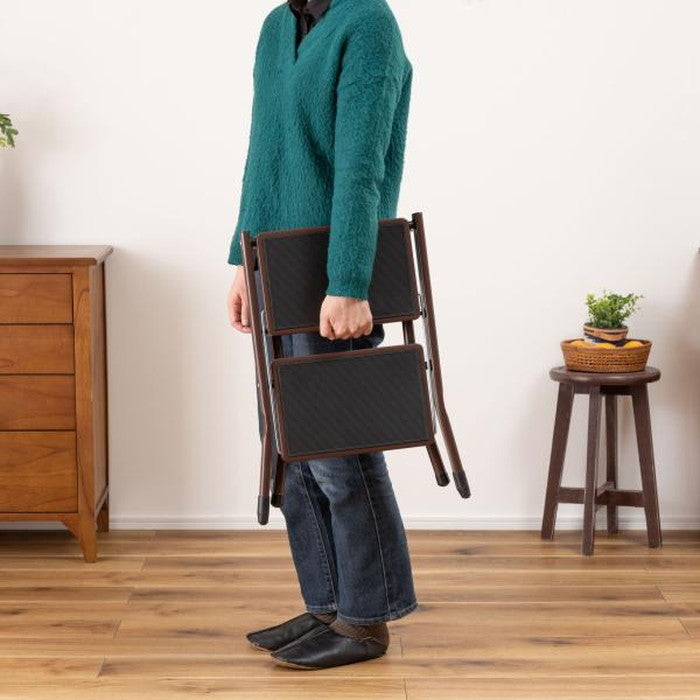 アシスタ 踏み台 ステップ台 ブラウン レッド ホワイト W42×D48×H43 折りたたみ時:W42×D5×H56  azu-PC-334の画像