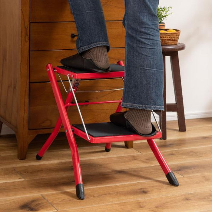 アシスタ 踏み台 ステップ台 ブラウン レッド ホワイト W42×D48×H43 折りたたみ時:W42×D5×H56  azu-PC-334の画像