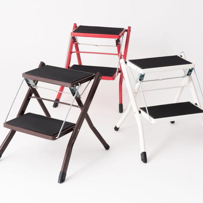 アシスタ 踏み台 ステップ台 ブラウン レッド ホワイト W42×D48×H43 折りたたみ時:W42×D5×H56  azu-PC-334の画像