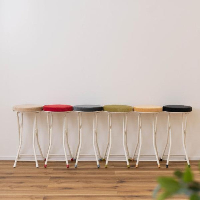 ロンダ ハイスツール ベージュ ダークグレー グリーン レッド スモークブラック イエロー W30×D31.5×H60 折りたたみ時:W30×D9×H80 スツール ハイスツール フォールディング 折りたたみ 椅子 いす イス チェア 腰掛け おしゃれ シンプル アームレス 肘なし 背もたれなし コンパクト 北欧 隙間収納 ロック付き azu-pc-34の画像