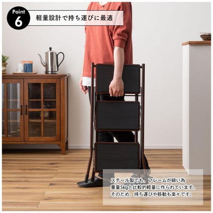 踏み台 ステップ台 ブラウン レッド ホワイト W42.5×D65.5×H68 折りたたみ時:W42.5×D6.5×H79  azu-pc-344の画像