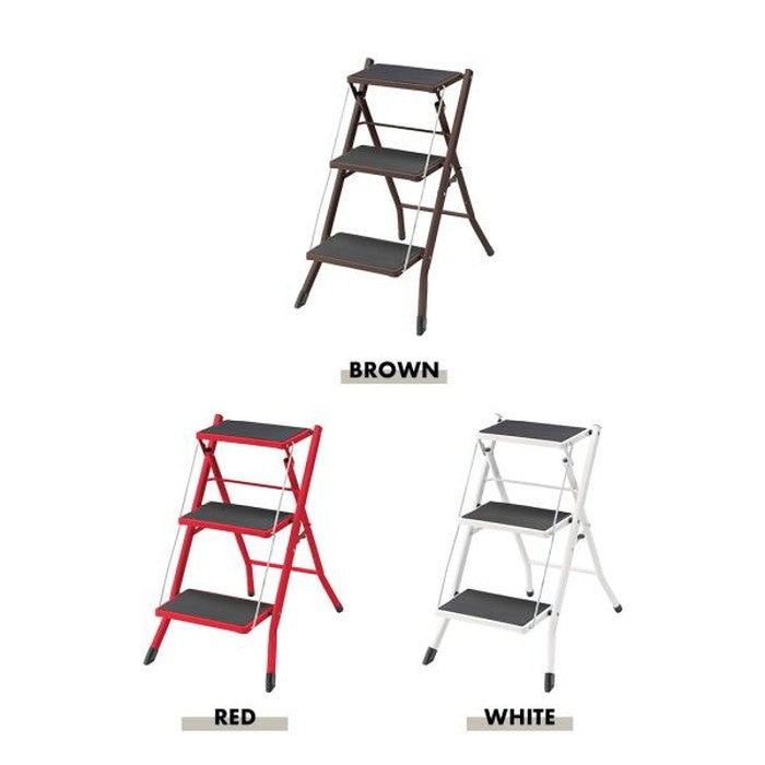 踏み台 ステップ台 ブラウン レッド ホワイト W42.5×D65.5×H68 折りたたみ時:W42.5×D6.5×H79  azu-pc-344の画像