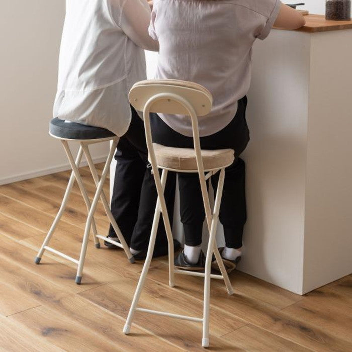 ロンダ ハイスツール ベージュ ダークグレー グリーン レッド スモークブラック イエロー W30×D31.5×H60 折りたたみ時:W30×D9×H80 スツール ハイスツール フォールディング 折りたたみ 椅子 いす イス チェア 腰掛け おしゃれ シンプル アームレス 肘なし 背もたれなし コンパクト 北欧 隙間収納 ロック付き azu-pc-34の画像