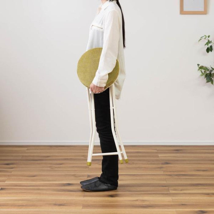 ロンダ ハイスツール ベージュ ダークグレー グリーン レッド スモークブラック イエロー W30×D31.5×H60 折りたたみ時:W30×D9×H80 スツール ハイスツール フォールディング 折りたたみ 椅子 いす イス チェア 腰掛け おしゃれ シンプル アームレス 肘なし 背もたれなし コンパクト 北欧 隙間収納 ロック付き azu-pc-34の画像