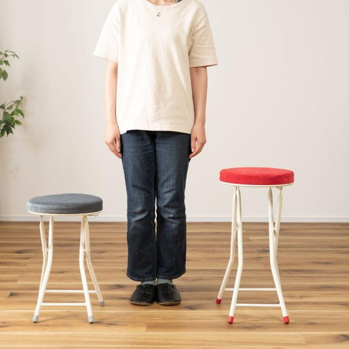 ロンダ ハイスツール ベージュ ダークグレー グリーン レッド スモークブラック イエロー W30×D31.5×H60 折りたたみ時:W30×D9×H80 スツール ハイスツール フォールディング 折りたたみ 椅子 いす イス チェア 腰掛け おしゃれ シンプル アームレス 肘なし 背もたれなし コンパクト 北欧 隙間収納 ロック付き azu-pc-34の画像