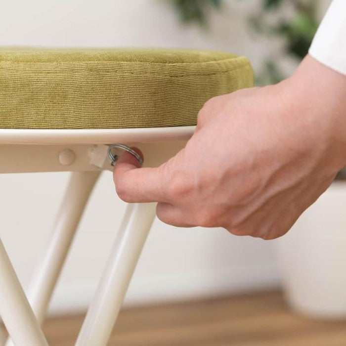 ロンダ ハイスツール ベージュ ダークグレー グリーン レッド スモークブラック イエロー W30×D31.5×H60 折りたたみ時:W30×D9×H80 スツール ハイスツール フォールディング 折りたたみ 椅子 いす イス チェア 腰掛け おしゃれ シンプル アームレス 肘なし 背もたれなし コンパクト 北欧 隙間収納 ロック付き azu-pc-34の画像