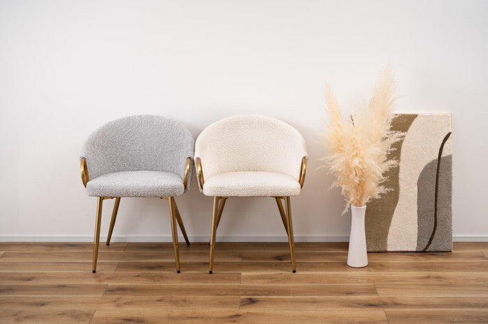 アームチェア ダイニング チェア グレー アイボリー W54×D50×H69×SH45  azu-pc-624の画像