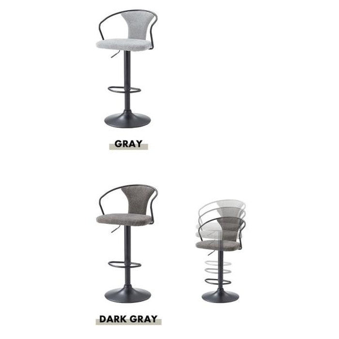 カウンターチェア ダークグレー グレー W50.5×D50×H87~108×SH62~83  azu-pc-625の画像