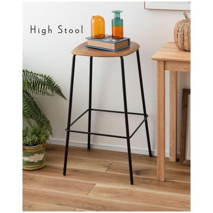 ハイスツール ブラック ライトブラウン W43×D43×H74.5  azu-pc-686の画像