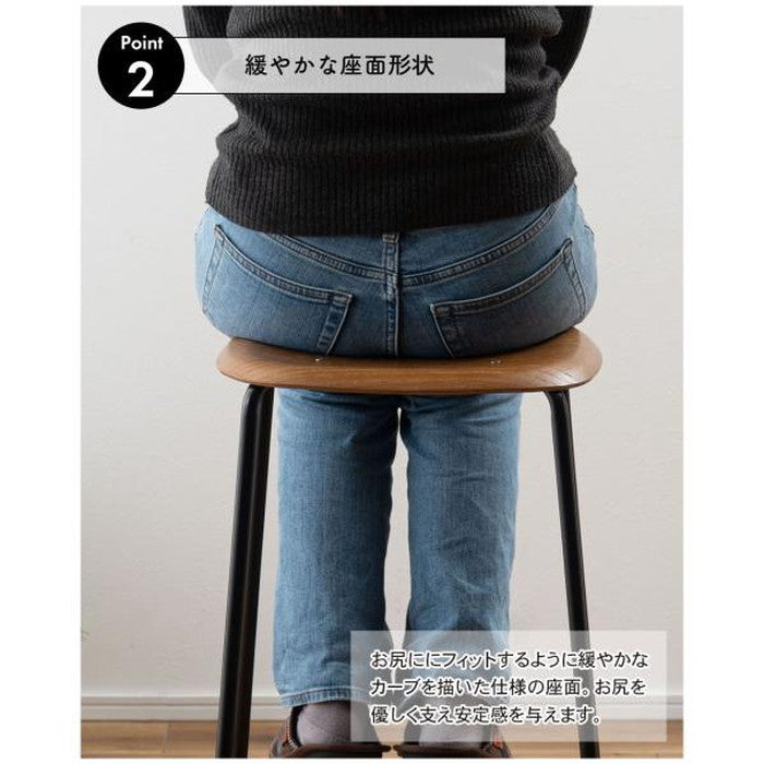 ハイスツール ブラック ライトブラウン W43×D43×H74.5  azu-pc-686の画像