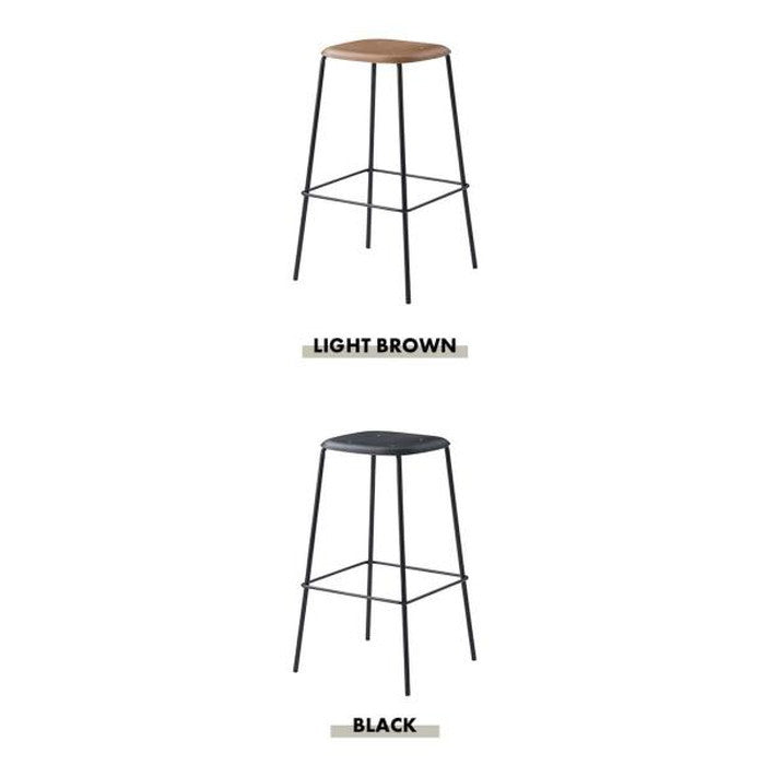 ハイスツール ブラック ライトブラウン W43×D43×H74.5  azu-pc-686の画像