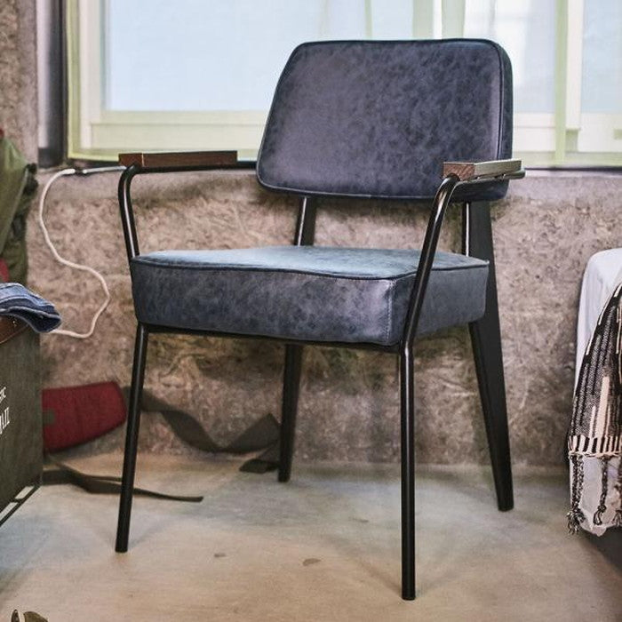 アームチェア ダイニング チェア ブラック ネイビー W60×D60×H81×SH47  azu-pc-75の画像