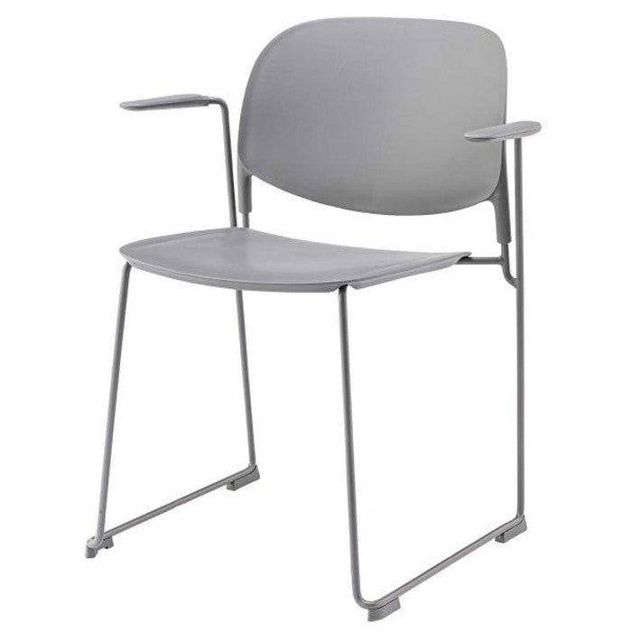 アームチェア ダイニング チェア グレー ホワイト W66×D56×H78.5×SH45.5  azu-pc-863の画像