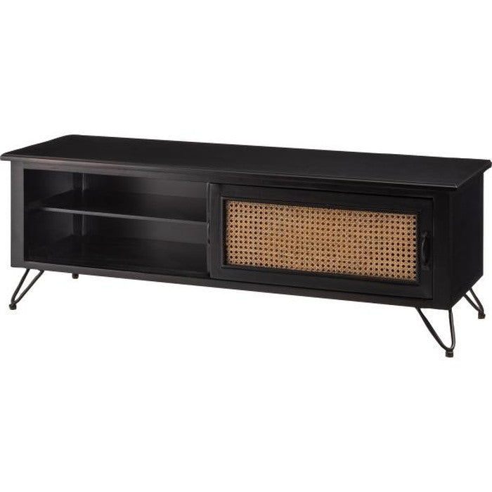 TVボード テレビ台 テレビボード ローボード リビングボード ブラック W120×D40×H40 テレビボード TVボード ローボード 収納 AVラック ラタン 籐 ミンディ ナチュラル 木製 天然木 ブラック ベージュ おしゃれ メンズライク 北欧 韓国 インテリア azu-pm-335の画像