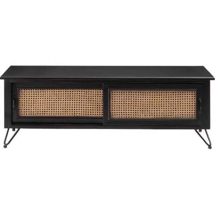 TVボード テレビ台 テレビボード ローボード リビングボード ブラック W120×D40×H40 テレビボード TVボード ローボード 収納 AVラック ラタン 籐 ミンディ ナチュラル 木製 天然木 ブラック ベージュ おしゃれ メンズライク 北欧 韓国 インテリア azu-pm-335の画像