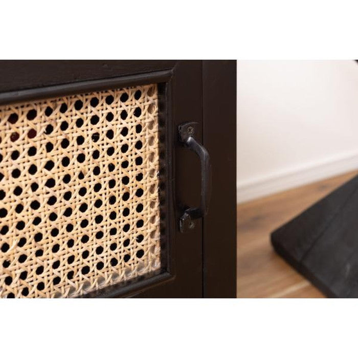 TVボード テレビ台 テレビボード ローボード リビングボード ブラック W120×D40×H40 テレビボード TVボード ローボード 収納 AVラック ラタン 籐 ミンディ ナチュラル 木製 天然木 ブラック ベージュ おしゃれ メンズライク 北欧 韓国 インテリア azu-pm-335の画像