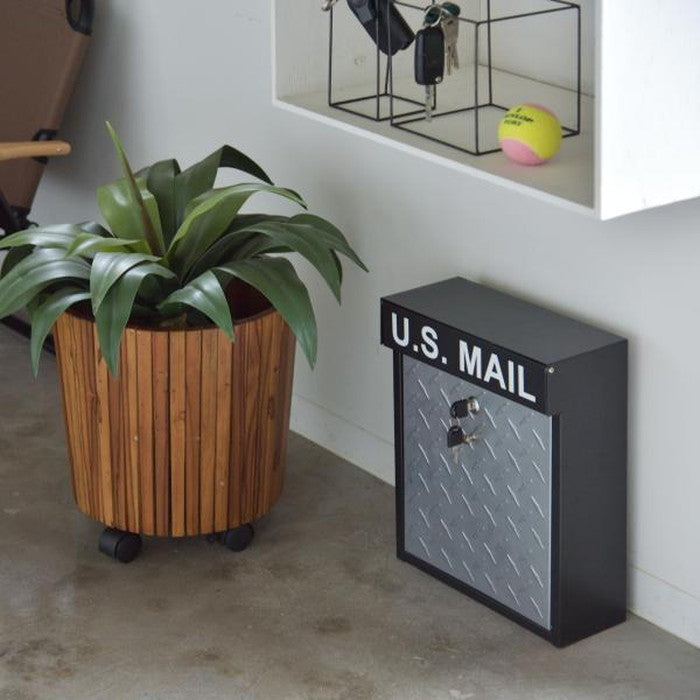 ポスト ブラック シルバー W30.5×D13×H37  azu-pst-215bの画像