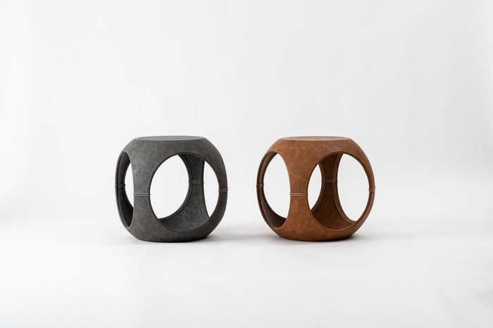 サイドテーブル ブラウン グレー W41.5×D41.5×H43.5  azu-pt-367の画像