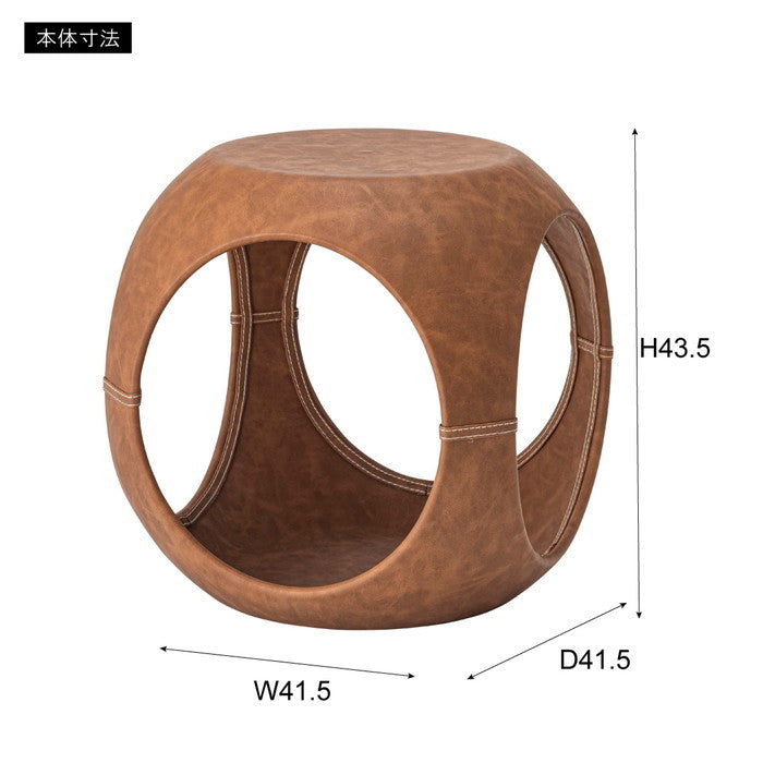 サイドテーブル ブラウン グレー W41.5×D41.5×H43.5  azu-pt-367の画像