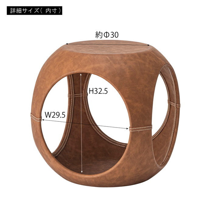 サイドテーブル ブラウン グレー W41.5×D41.5×H43.5  azu-pt-367の画像