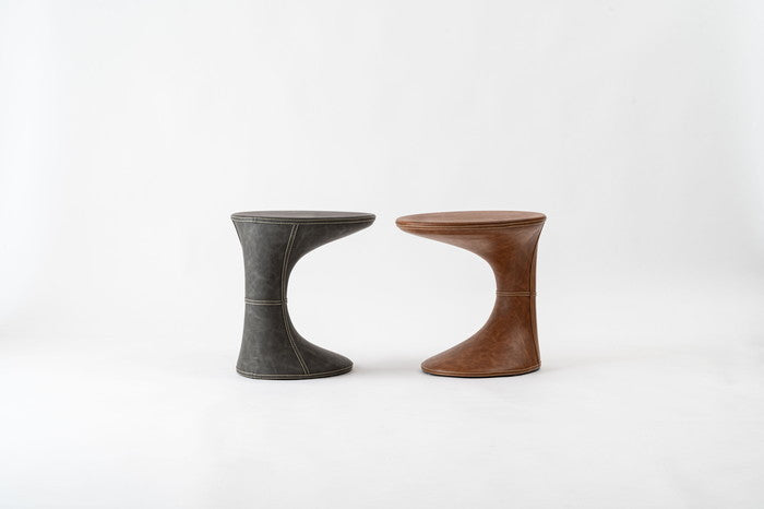 サイドテーブル ブラウン グレー W39×D46×H44.5  azu-pt-368の画像