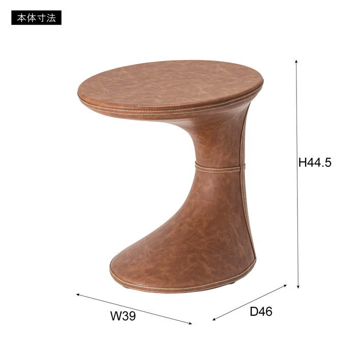 サイドテーブル ブラウン グレー W39×D46×H44.5  azu-pt-368の画像