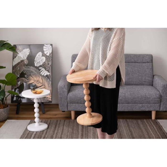 スフィア サイドテーブル ナチュラル ホワイト W35×D35×H47.5 サイドテーブル テーブル 球体 丸 ベッドサイドテーブル おしゃれ ナイトテーブル ナチュラル ホワイト カジュアル 北欧 収納 ソファサイドテーブル ベッド パソコン 寝室 リビング azu-pt-470の画像