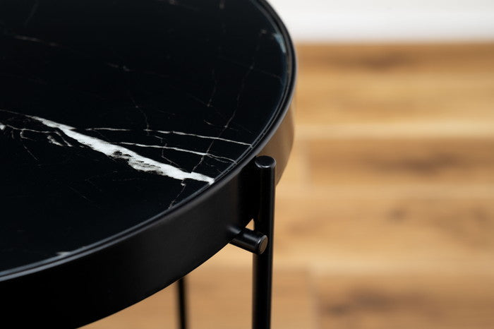 サイドテーブル ブラック W42.5×D42.5×H45.5cm  azu-pt-562の画像