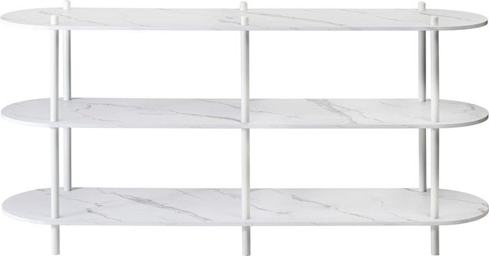 オープンラック3段 ブラック ホワイト W155×D38×H76  azu-pt-564の画像