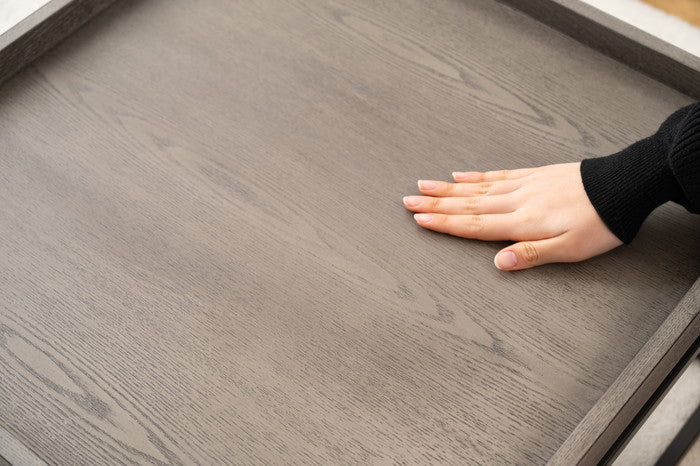 リビングテーブル グレー ナチュラル W60×D60×H35  azu-pt-784の画像