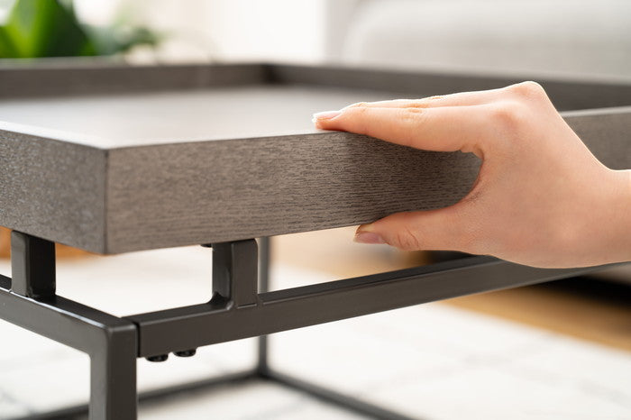 リビングテーブル グレー ナチュラル W60×D60×H35  azu-pt-784の画像