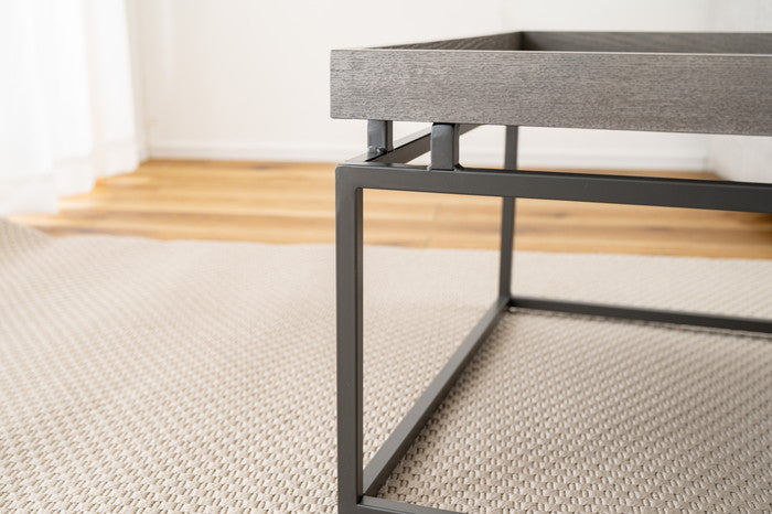 リビングテーブル グレー ナチュラル W60×D60×H35  azu-pt-784の画像