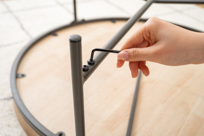 ラウンドテーブル グレー ナチュラル W79×D79×H32.5  azu-pt-785の画像