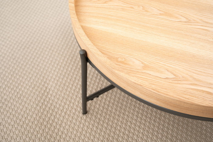 ラウンドテーブル グレー ナチュラル W79×D79×H32.5  azu-pt-785の画像