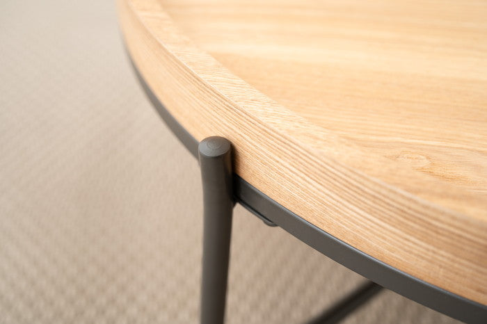 ラウンドテーブル グレー ナチュラル W79×D79×H32.5  azu-pt-785の画像