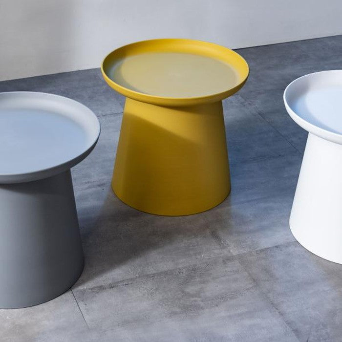 ロンド ラウンドテーブル S グレー ホワイト イエロー φ50×H45.5 テーブル サイドテーブル リビングテーブル カフェテーブル ラウンドテーブル 丸テーブル トレーテーブル 小さい 丸型 トレー 省スペース シンプル モダン 北欧 樹脂製 お手入れ簡単 グレー ホワイト イエロー マット azu-pt-981の画像