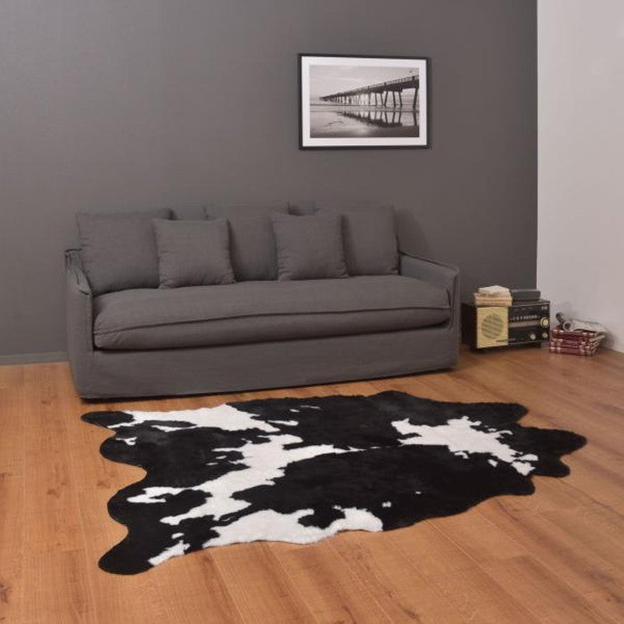 ラグ マット ブラック ブラウン 約W160×D220 マット ラグ ウシ ジャングル アニマル柄 牛柄 牛柄調 オシャレ ラグマット デザインラグ アフリカンパング フェイクカウハイド調 ブラック 牛柄ラグ アニマルラグ azu-rg-15の画像