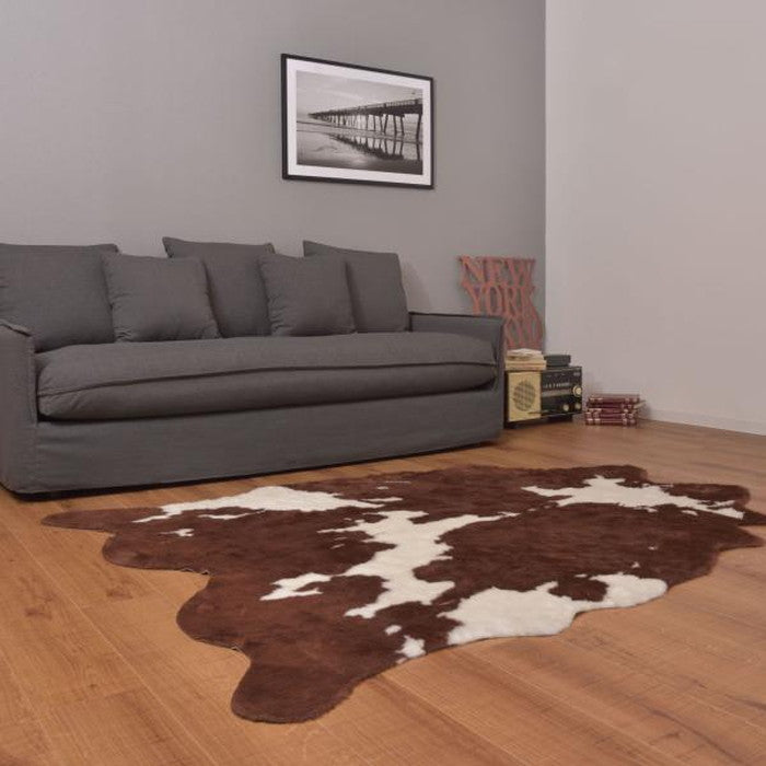 ラグ マット ブラック ブラウン 約W160×D220 マット ラグ ウシ ジャングル アニマル柄 牛柄 牛柄調 オシャレ ラグマット デザインラグ アフリカンパング フェイクカウハイド調 ブラック 牛柄ラグ アニマルラグ azu-rg-15の画像