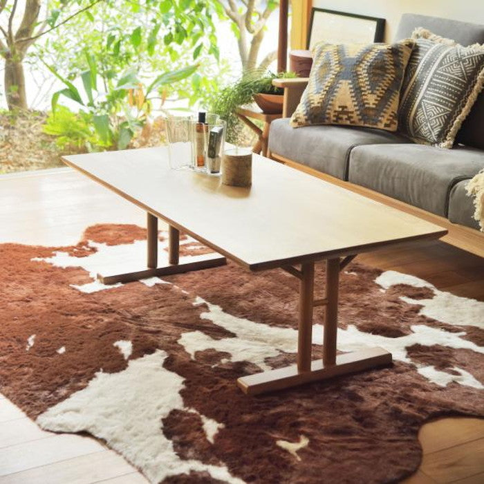 ラグ マット ブラック ブラウン 約W160×D220 マット ラグ ウシ ジャングル アニマル柄 牛柄 牛柄調 オシャレ ラグマット デザインラグ アフリカンパング フェイクカウハイド調 ブラック 牛柄ラグ アニマルラグ azu-rg-15の画像