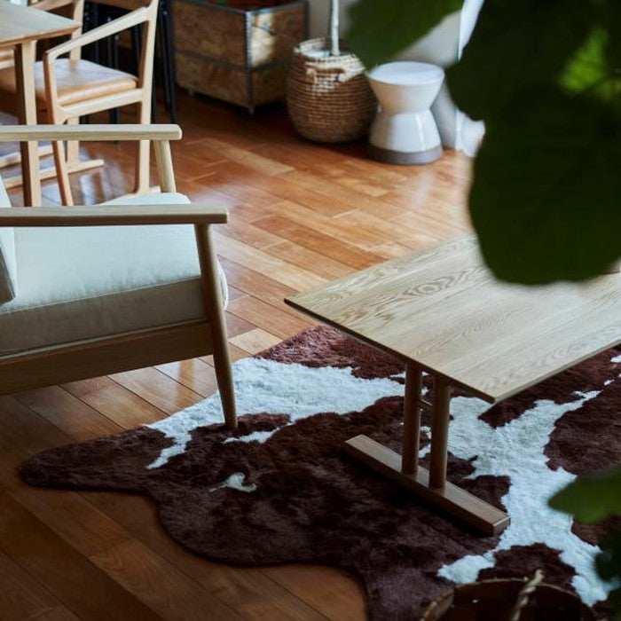 ラグ マット ブラック ブラウン 約W160×D220 マット ラグ ウシ ジャングル アニマル柄 牛柄 牛柄調 オシャレ ラグマット デザインラグ アフリカンパング フェイクカウハイド調 ブラック 牛柄ラグ アニマルラグ azu-rg-15の画像