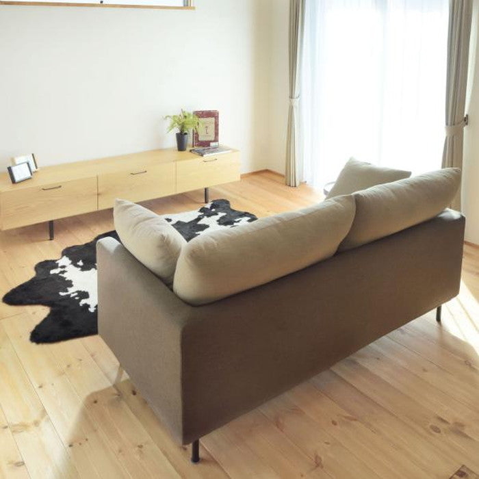 ラグ マット ブラック ブラウン 約W160×D220 マット ラグ ウシ ジャングル アニマル柄 牛柄 牛柄調 オシャレ ラグマット デザインラグ アフリカンパング フェイクカウハイド調 ブラック 牛柄ラグ アニマルラグ azu-rg-15の画像