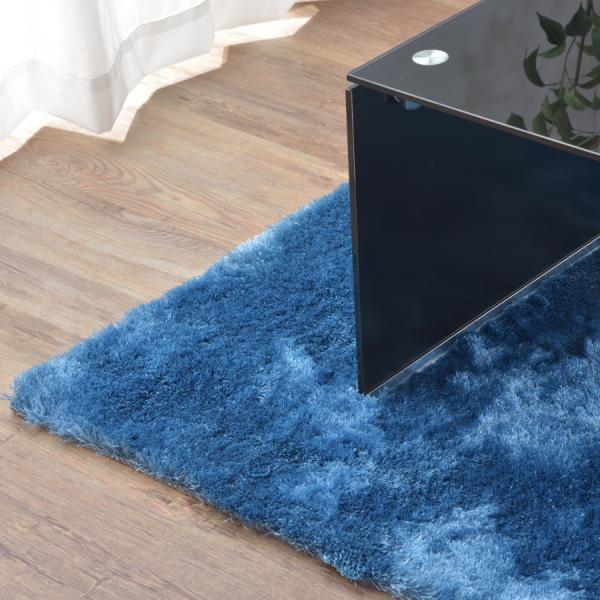シャギーラグ マット ブルー ブラウン 約W90×D130 ラグマット 絨毯 ラグ マット カーペット 90×130cm シャギー 滑り止め加工 おしゃれ 北欧 かわいい ナチュラル デザインラグ ブラウン ブルー グリーン azu-rg-22の画像